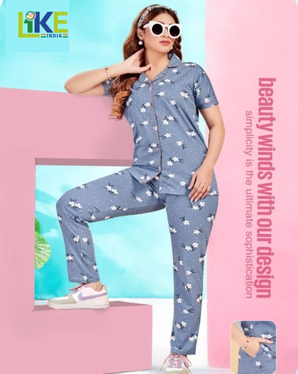 Ladies Collar Night Suits Dubai Vol 124