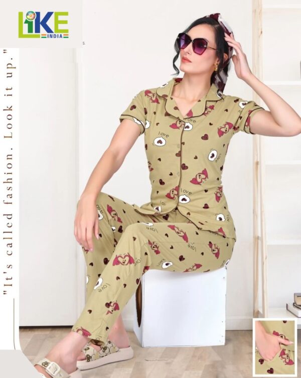 Ladies Collar Night Suits Front Open 0305